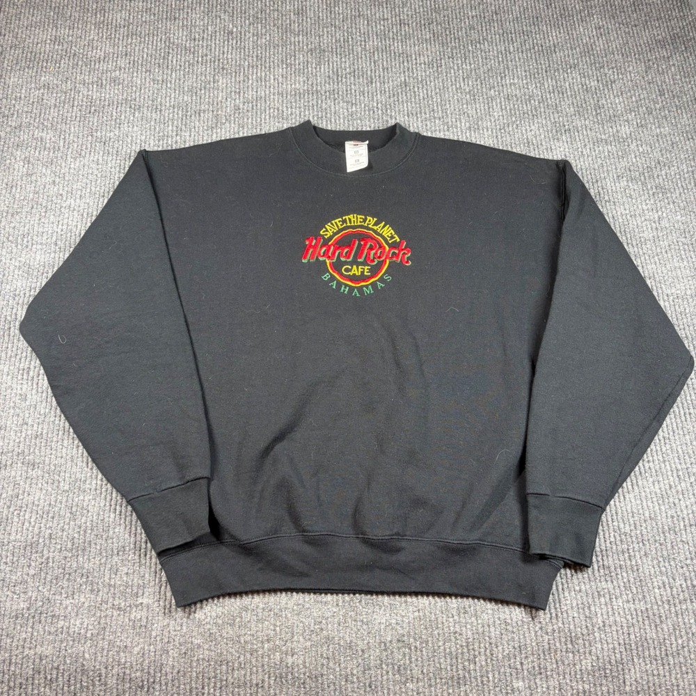 Vintage Hard Rock Cafe Sweatshirt Men's XL Bahamas Black Save The Planet